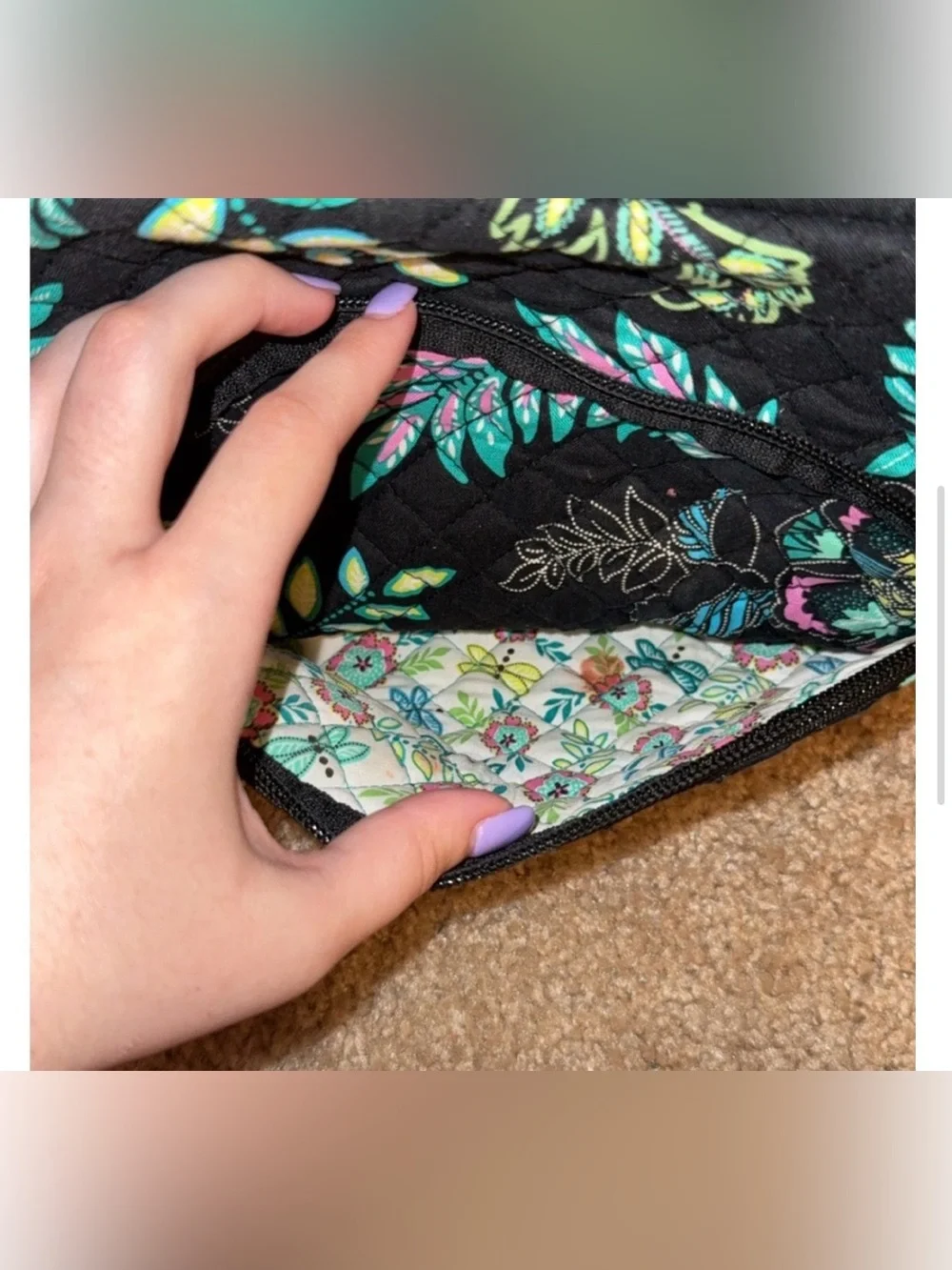 Vera Bradley Floral Quilted Makeup Cosmetic Travel Bag